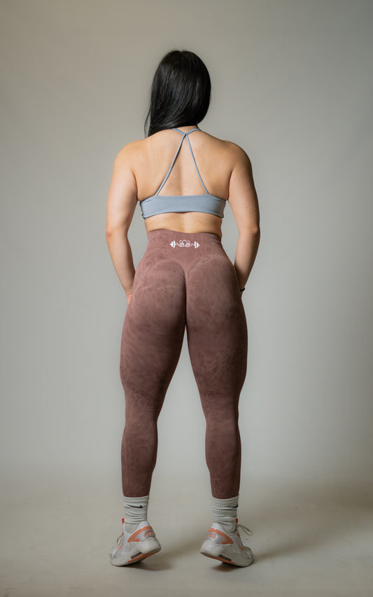 Brown Acid Wash Booty Scrunch Leggings